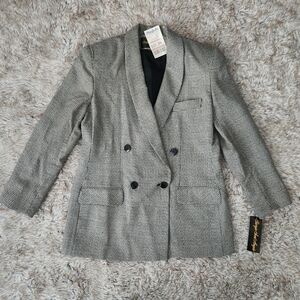 Giorgio Sant Angelo Vintage Black And White Houndstooth Wool Blazer Size 10